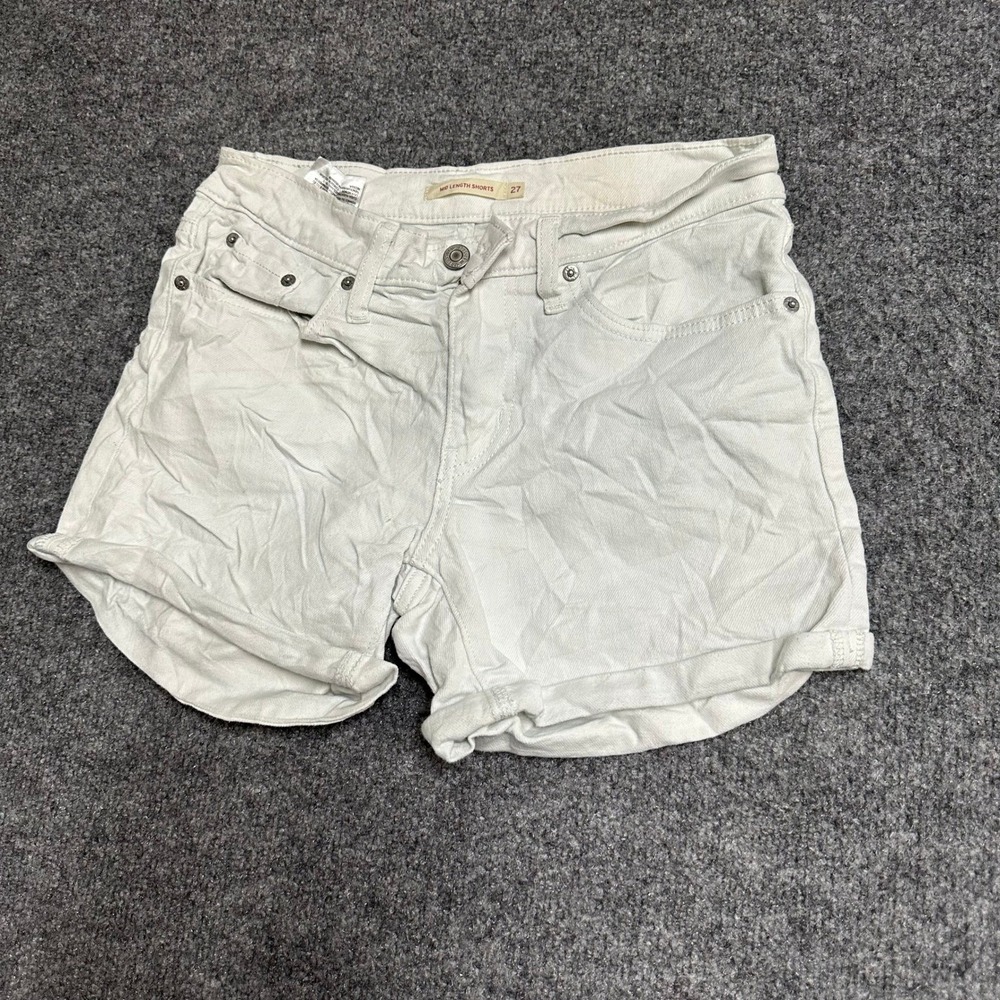 Levi's Shorts Womens Size 27 White Mid Length Denim Cuffed Casual 29965-0067